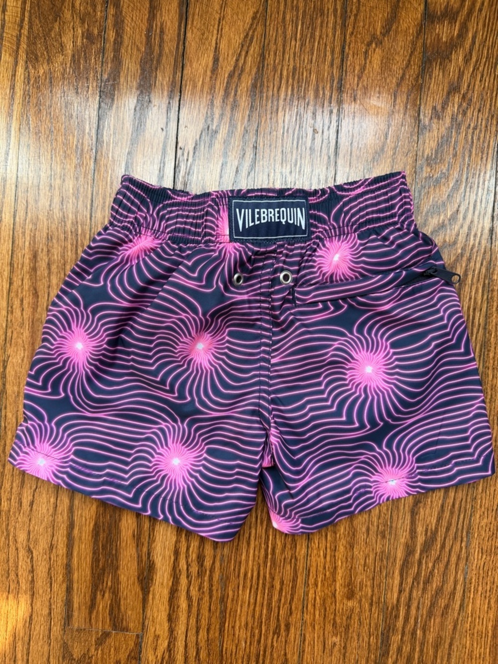 Neon Pink Swirl Print Swim Shorts